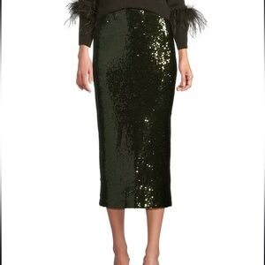 ANTONIO MELANI Green Sequin Midi Skirt